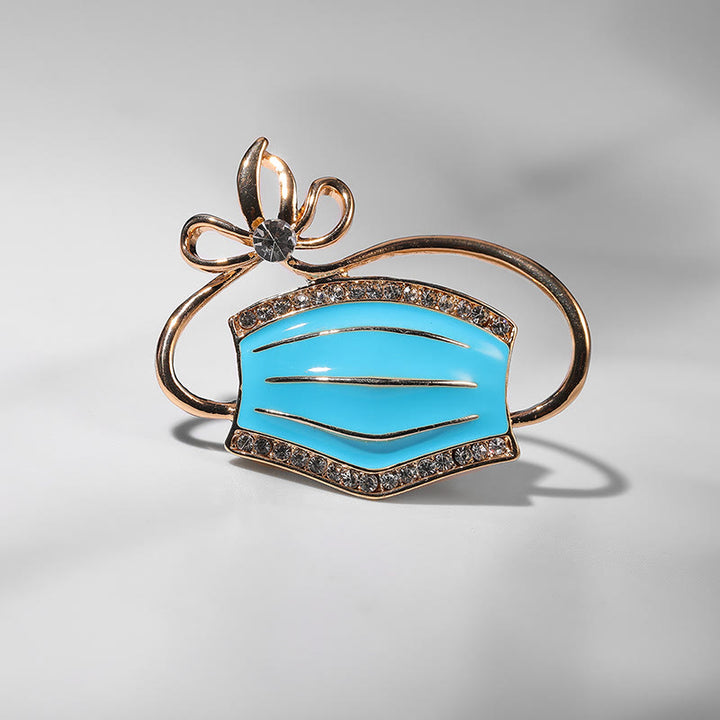 Broche de esmalte con forma de máscara de cristal para enfermera o doctora