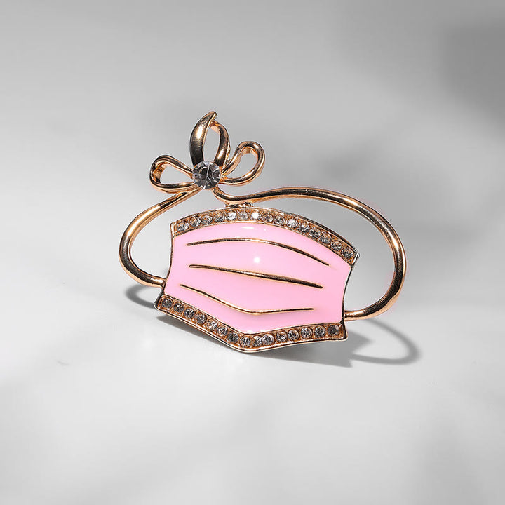 Broche de esmalte con forma de máscara de cristal para enfermera o doctora