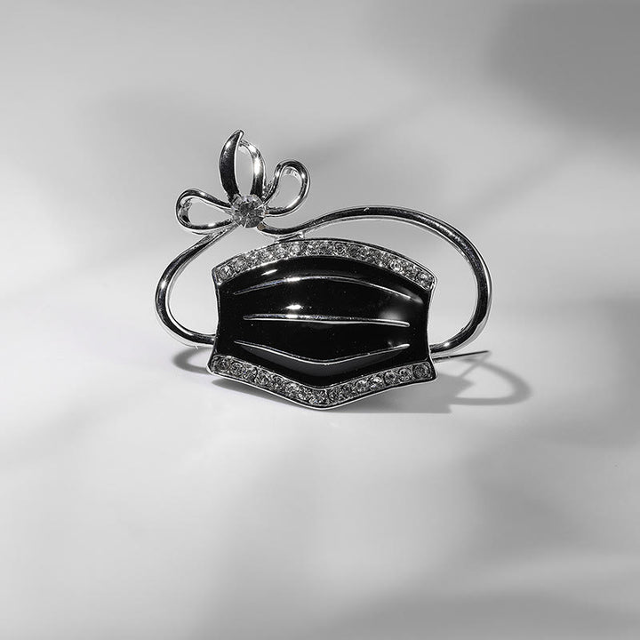 Broche de esmalte con forma de máscara de cristal para enfermera o doctora