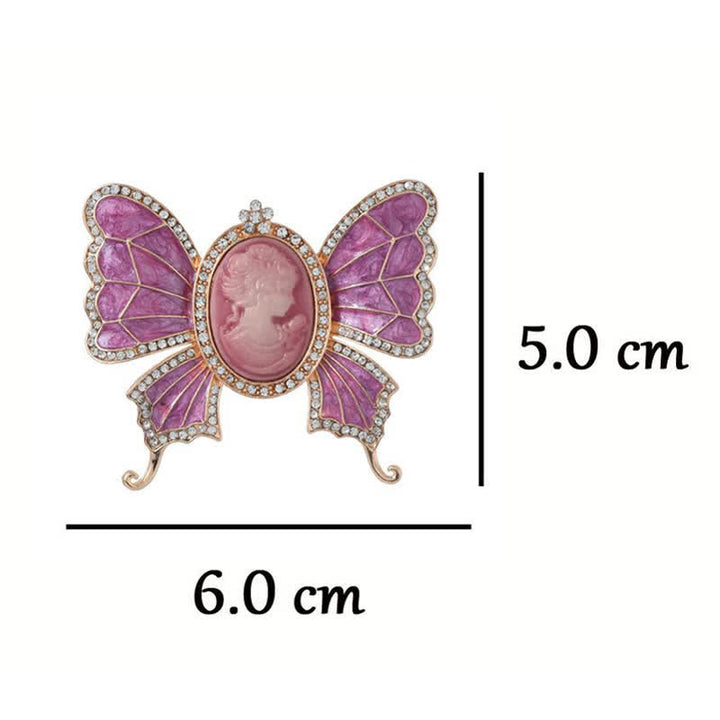 Broche antiguo estilo victoriano con camafeo de mariposa para mujer