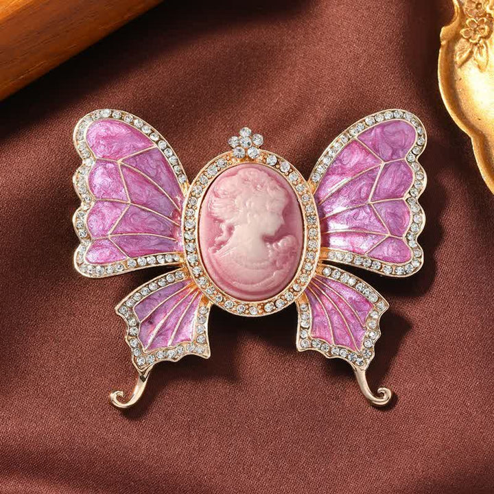 Broche antiguo estilo victoriano con camafeo de mariposa para mujer