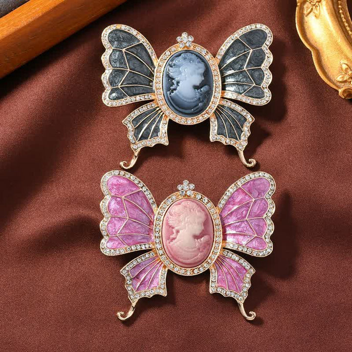 Broche antiguo estilo victoriano con camafeo de mariposa para mujer