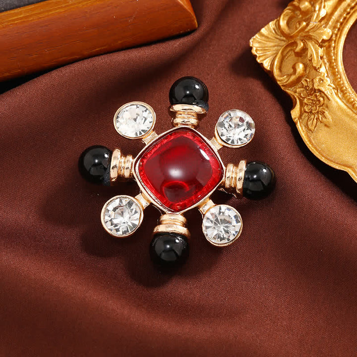Broche cuadrado geométrico con diamantes de imitación de estilo barroco para mujer