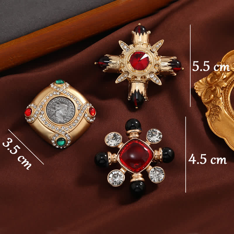 Broche cuadrado geométrico con diamantes de imitación de estilo barroco para mujer
