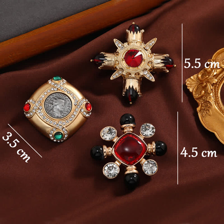 Broche cuadrado geométrico con diamantes de imitación de estilo barroco para mujer