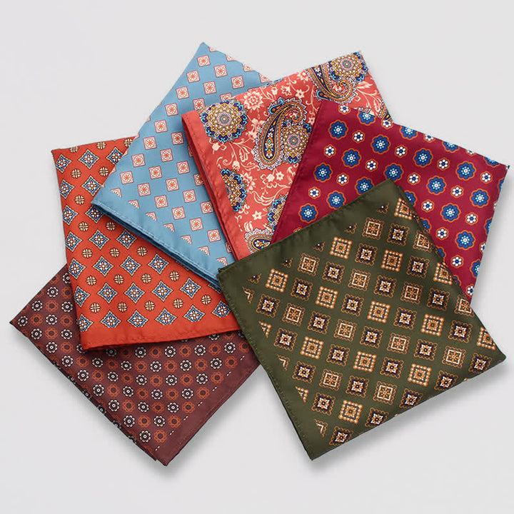 Pañuelo de bolsillo de negocios con estampado de lunares paisley vintage para hombre
