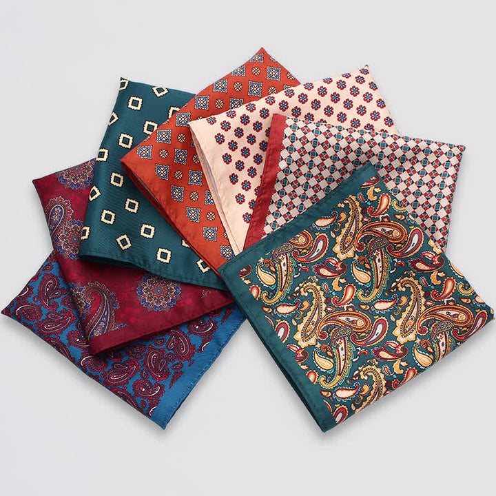 Pañuelo de bolsillo de negocios con estampado de lunares paisley vintage para hombre