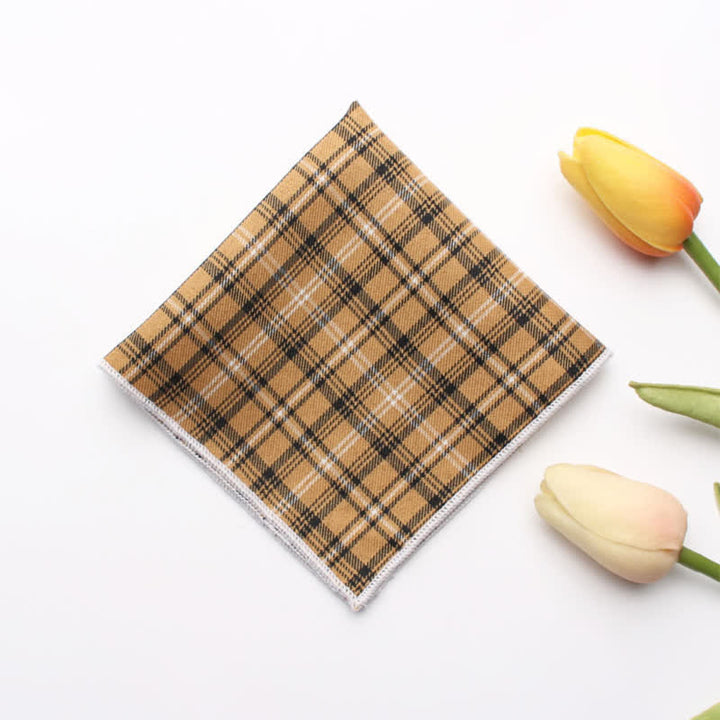 Pañuelo de bolsillo de algodón a cuadros sencillo para hombre