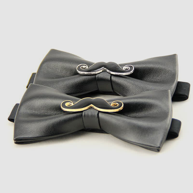 Pajarita de cuero con bigote de metal para hombre