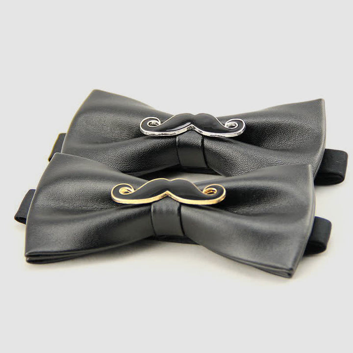 Pajarita de cuero con bigote de metal para hombre