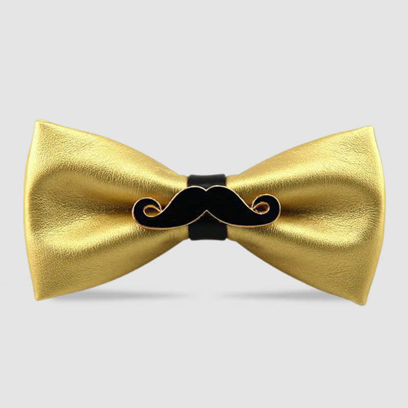 Pajarita de cuero con bigote de metal para hombre