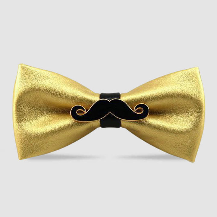 Pajarita de cuero con bigote de metal para hombre