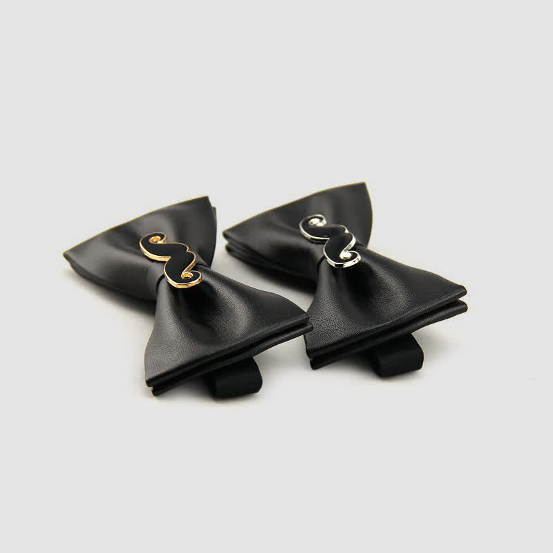 Pajarita de cuero con bigote de metal para hombre