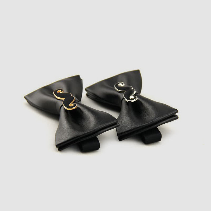 Pajarita de cuero con bigote de metal para hombre