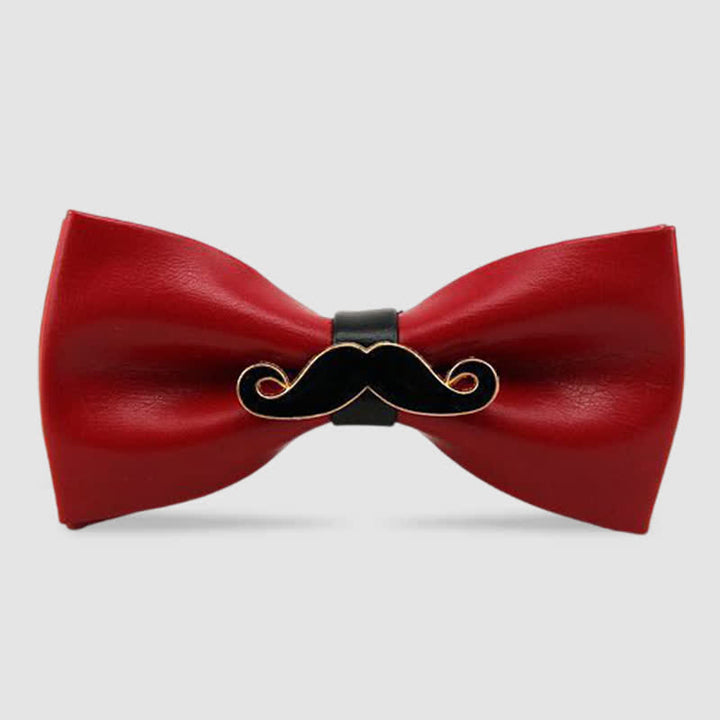 Pajarita de cuero con bigote de metal para hombre