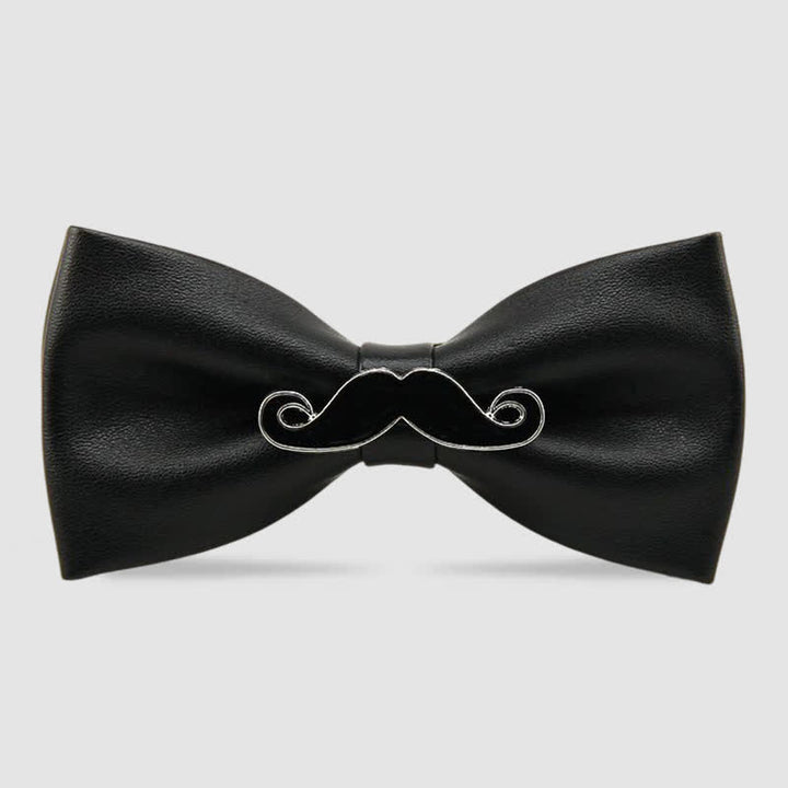 Pajarita de cuero con bigote de metal para hombre