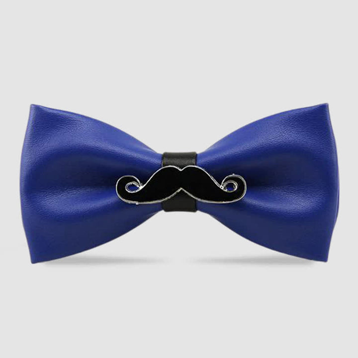 Pajarita de cuero con bigote de metal para hombre