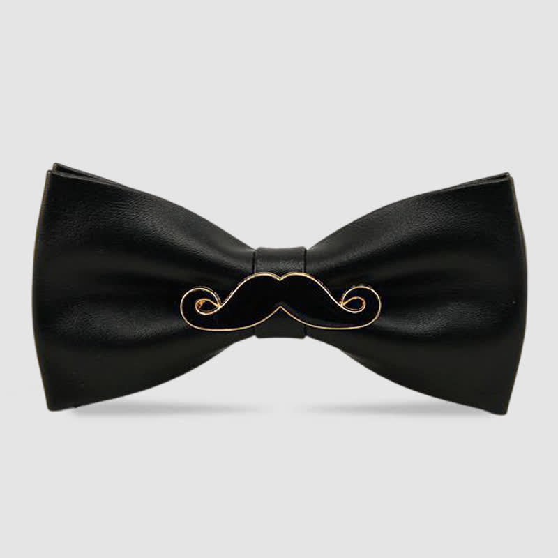 Pajarita de cuero con bigote de metal para hombre