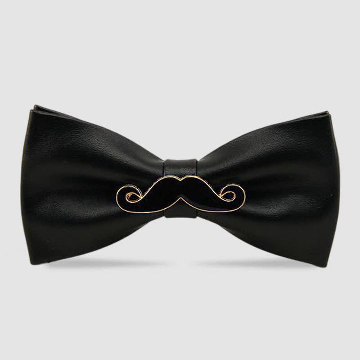 Pajarita de cuero con bigote de metal para hombre