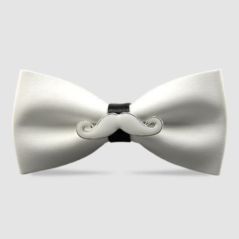 Pajarita de cuero con bigote de metal para hombre