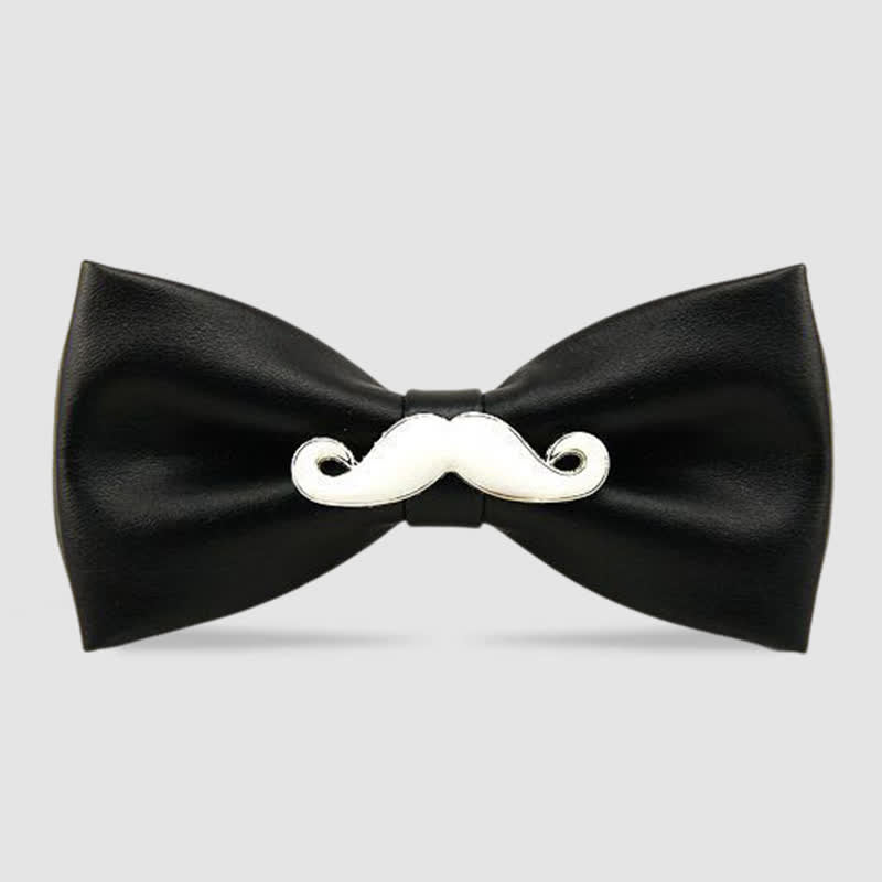 Pajarita de cuero con bigote de metal para hombre