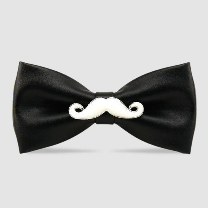 Pajarita de cuero con bigote de metal para hombre