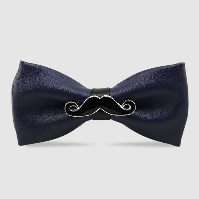 Pajarita de cuero con bigote de metal para hombre