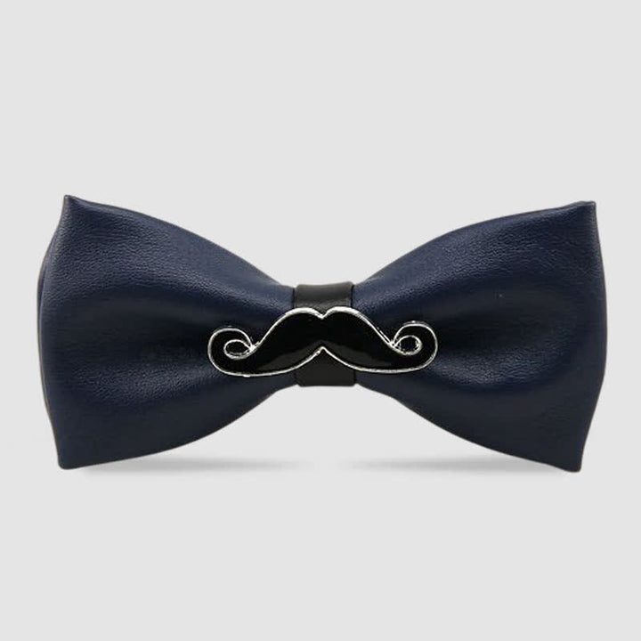 Pajarita de cuero con bigote de metal para hombre