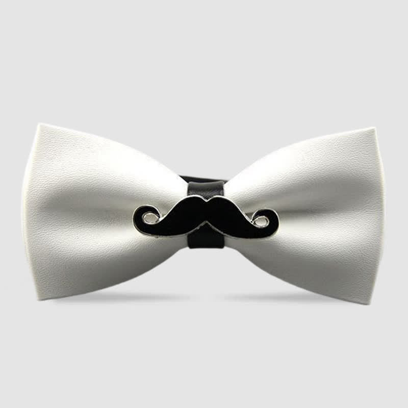 Pajarita de cuero con bigote de metal para hombre