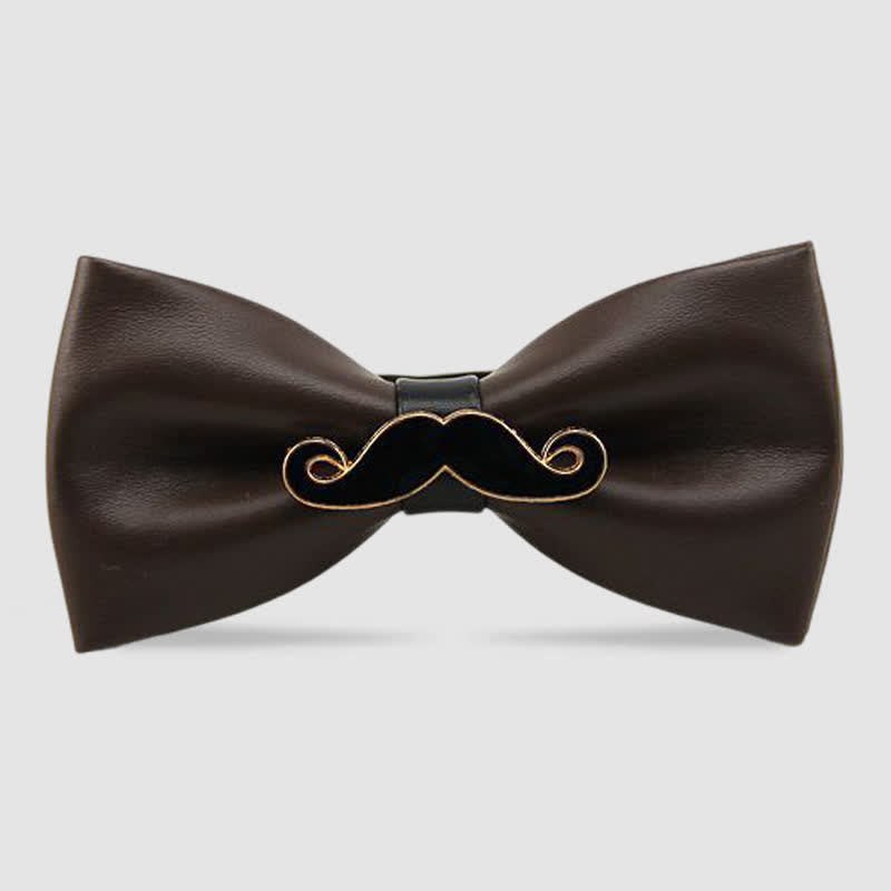 Pajarita de cuero con bigote de metal para hombre