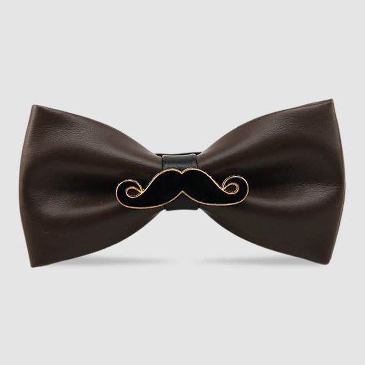 Pajarita de cuero con bigote de metal para hombre