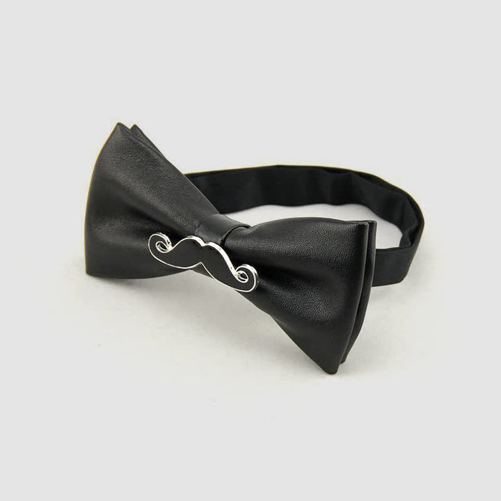 Pajarita de cuero con bigote de metal para hombre