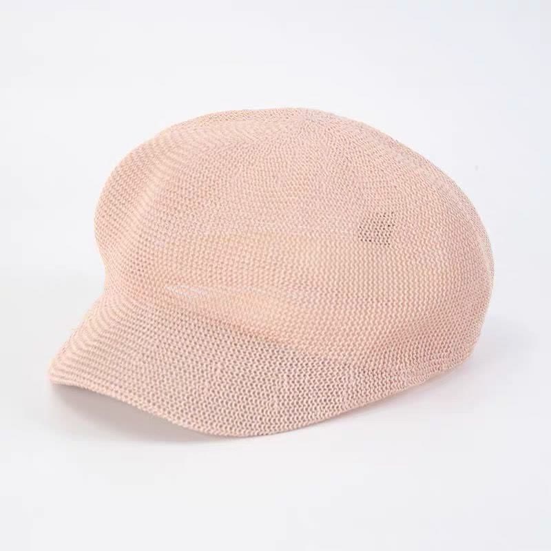 Boina de paja tejida para playa de color liso para mujer