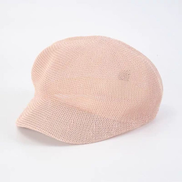 Boina de paja tejida para playa de color liso para mujer
