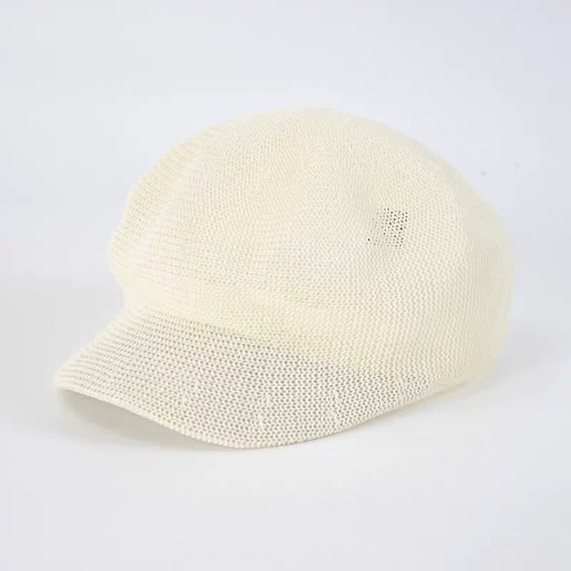 Boina de paja tejida para playa de color liso para mujer