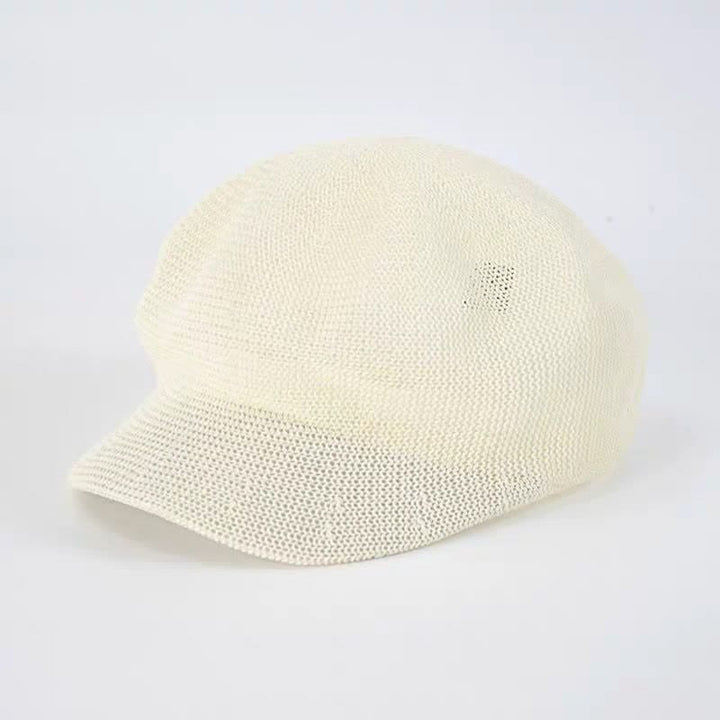 Boina de paja tejida para playa de color liso para mujer