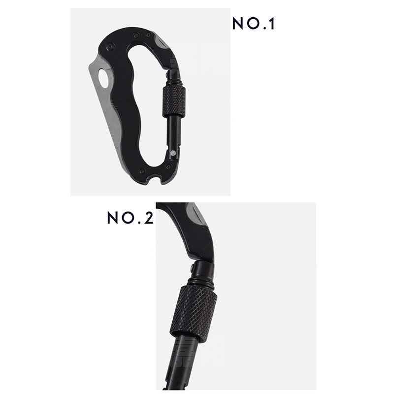 Navaja plegable multiherramienta 5 en 1 con hebilla en forma de D y mosquetón