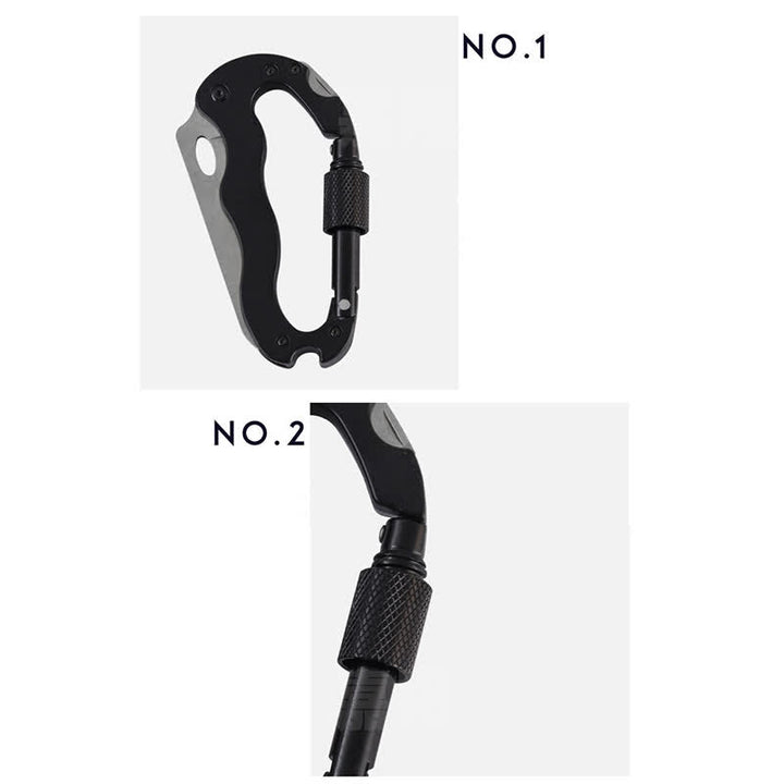 Navaja plegable multiherramienta 5 en 1 con hebilla en forma de D y mosquetón