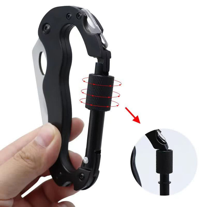 Navaja plegable multiherramienta 5 en 1 con hebilla en forma de D y mosquetón