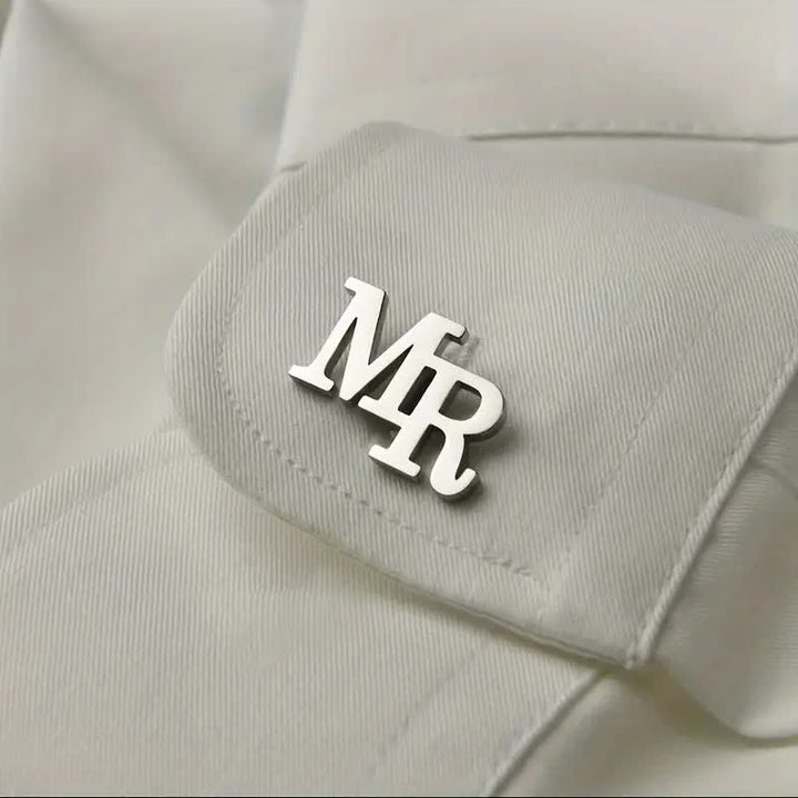 Juego de 1 par de gemelos de traje con cubiertas de botones y letras personalizadas