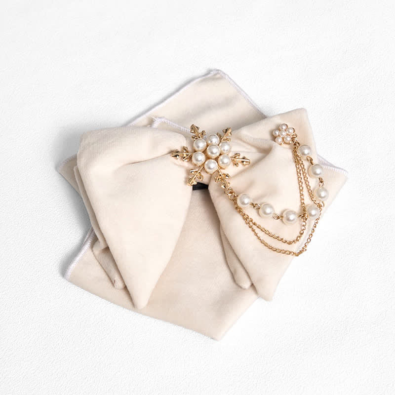 Pajarita de terciopelo con cadena de perlas y copos de nieve para hombre