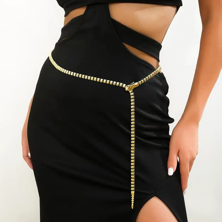 Cinturón de metal con cadena de serpiente estilo retro para mujer