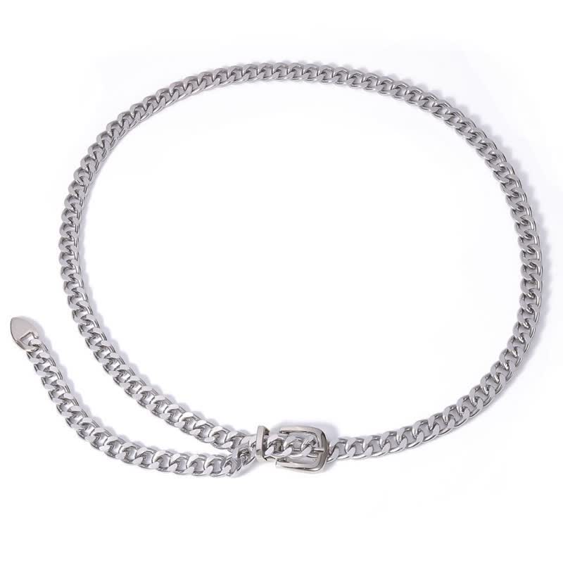 Cinturón de metal con cadena de eslabones multicapa para mujer