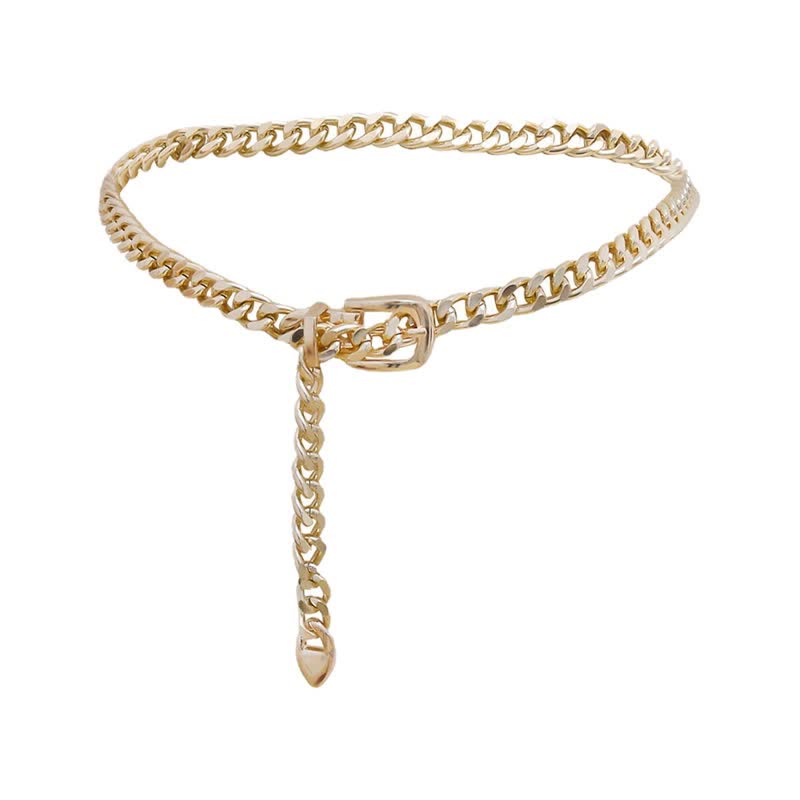 Cinturón de metal con cadena de eslabones multicapa para mujer