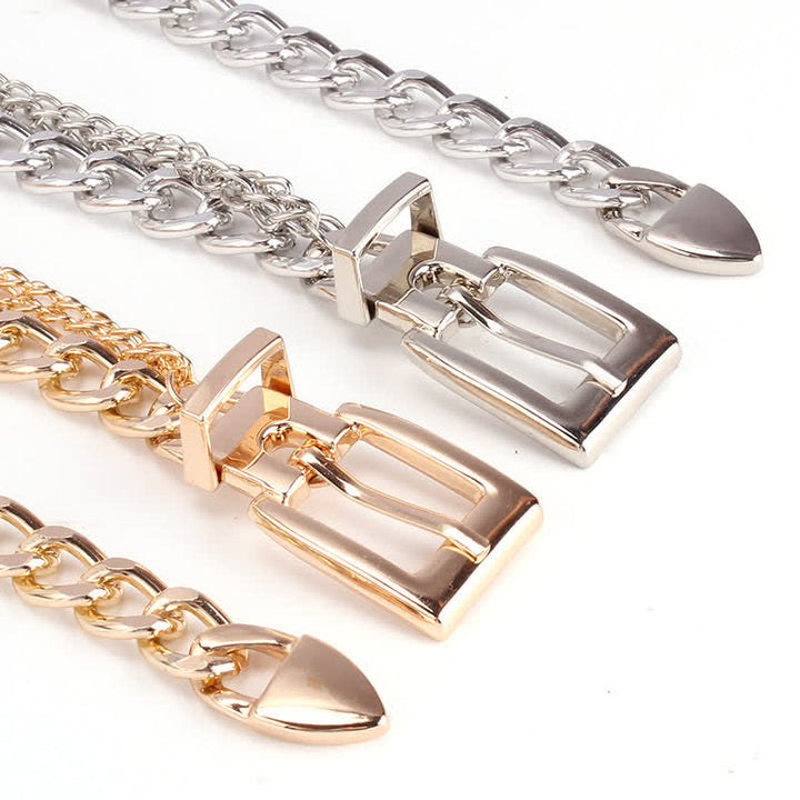 Cinturón de metal con cadena de eslabones multicapa para mujer