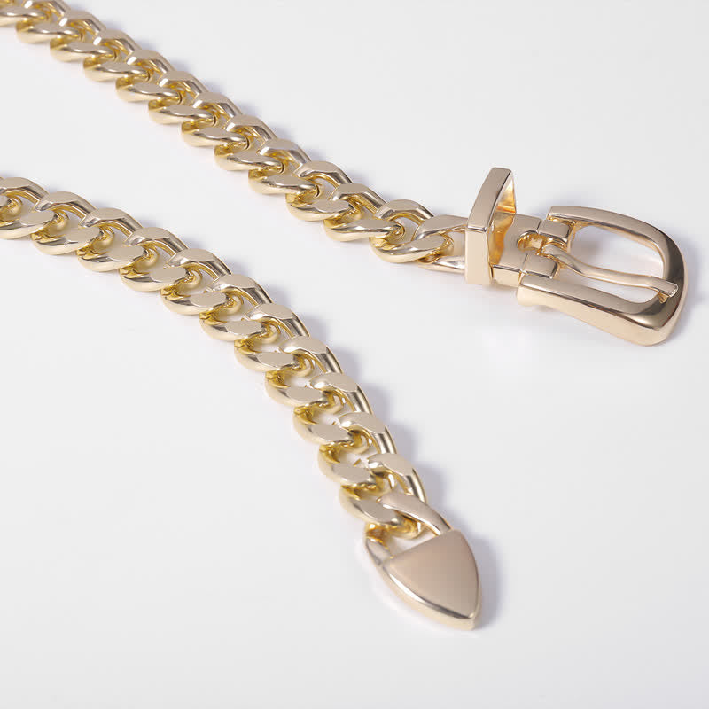Cinturón de metal con cadena de eslabones multicapa para mujer