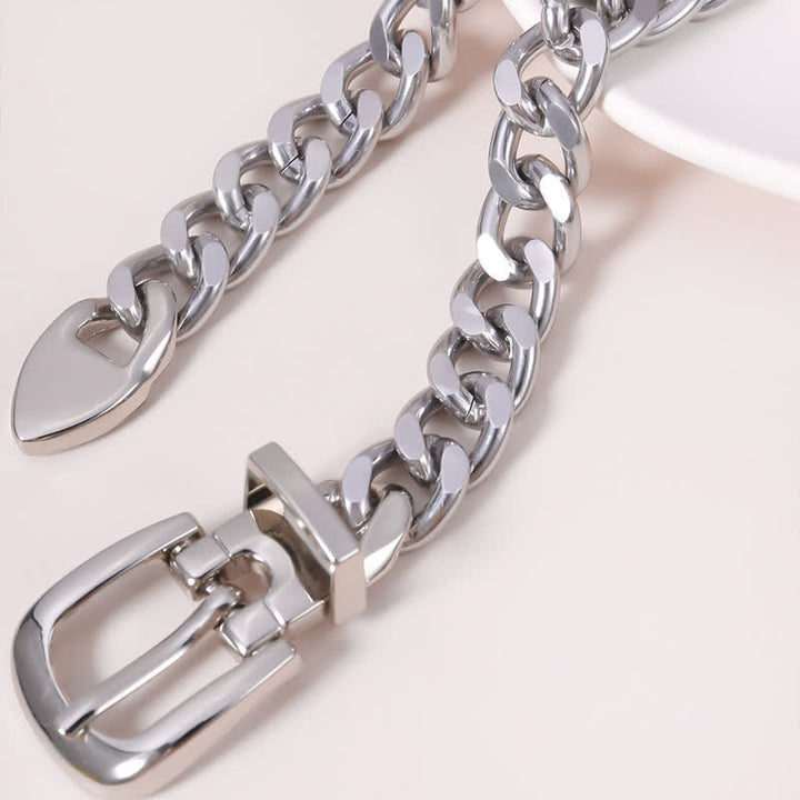 Cinturón de metal con cadena de eslabones multicapa para mujer