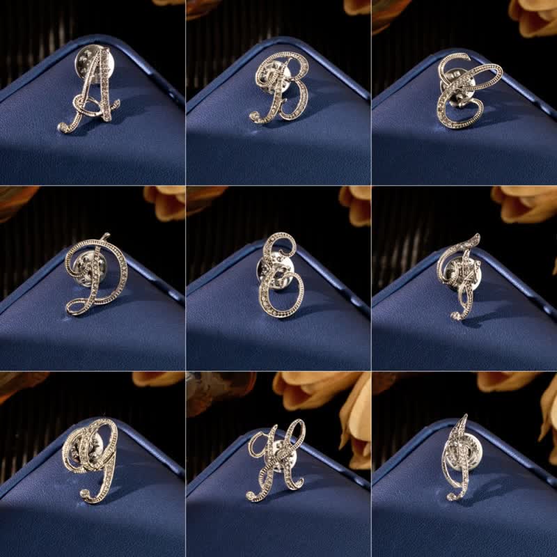 Broche de plata con diamantes de imitación y letra inicial del alfabeto 26 - image 1