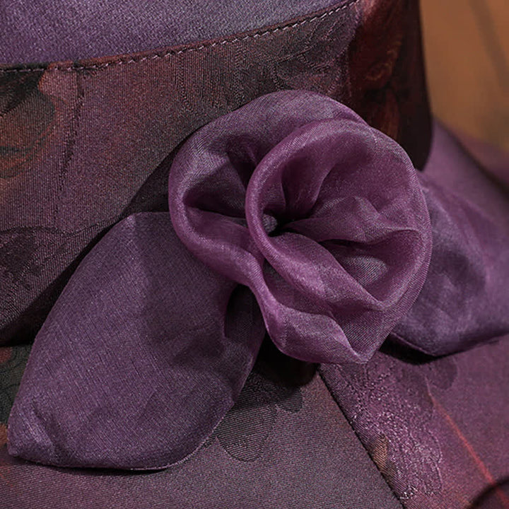 Sombrero de sol para mujer con borde de encaje de seda auténtico y decoración floral