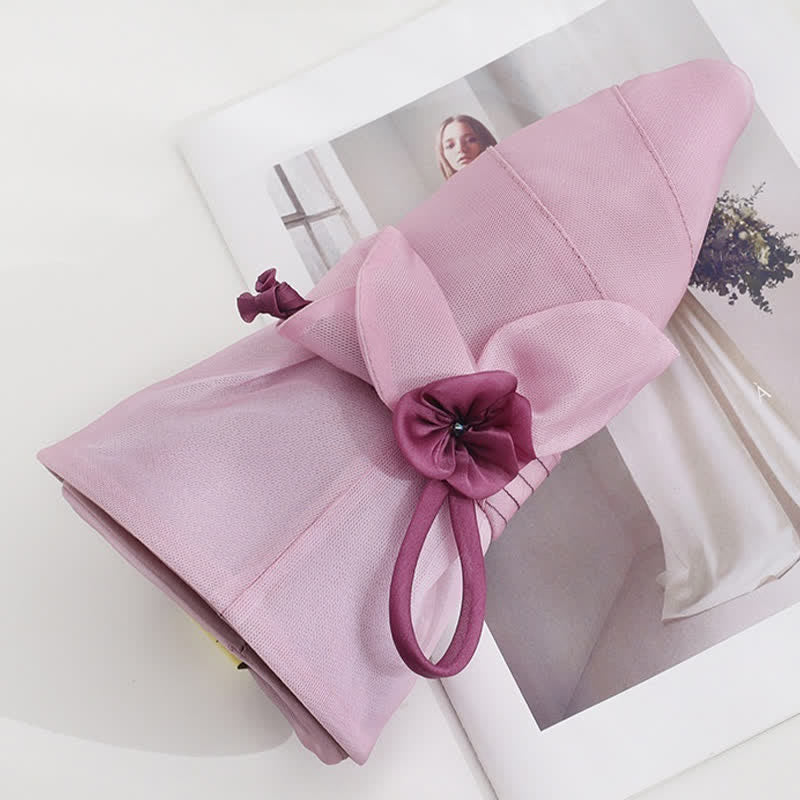 Sombrero de verano de seda auténtica con flores decorativas anchas para mujer
